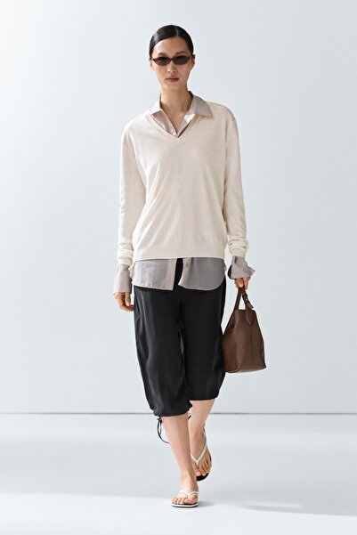 Massimo Dutti Yünlü V yaka triko kazak