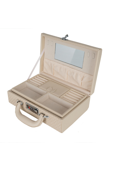 Assoda PU Medium Jewelry Organizer Bag with Manual Number Lock