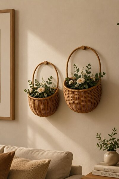 Bayev Favorite 326 2-Piece Rattan Hanging Flower Pot Wicker Decorative Basket...