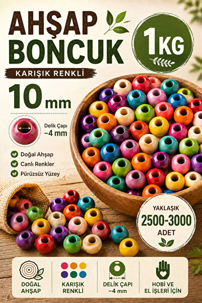 Flea Market Economic Package 1 Kilo 10mm Wooden Beads - Mixed Color - (Medium...