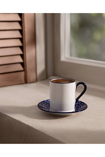 Madame Coco Reve Blue Mais 2 Piece Coffee Cup Set - Blue/White - 90 ml