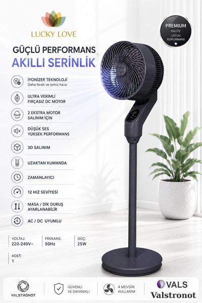 Lucky Love Vals Valstronot SF 10 VADC Uzaktan Kumandalı Ayaklı Vantilatör / 1...
