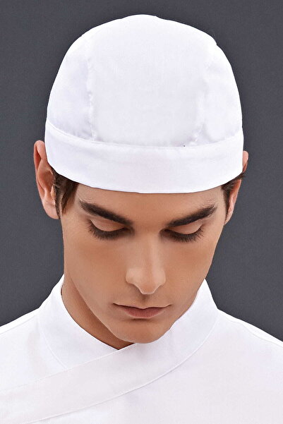 İŞMONT White Chef Bandana Form-Fitting Hat with Back Tie