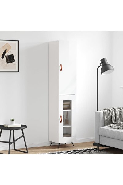 Concept Dulap înalt, alb extralucios, 34,5x34x180 cm, lemn prelucrat