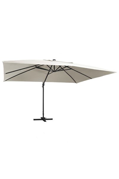 Concept Umbrelă suspendată cu LED și stâlp aluminiu nisipiu 400x300cm