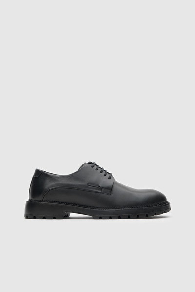 TOGO Men's Black Genuine Leather Laced Classic Shoes [052155]