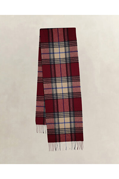 Gant Unisex Bordo Yünlü Kareli Atkı