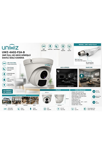 UNV UNİWİZ UWZ-4A02-F2A-B 2MP 2.8mm Sesli Gece Görüşlü İç Ortam Kamera