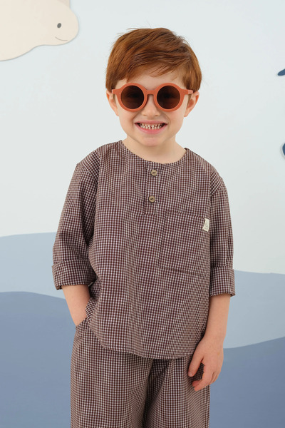 Mioma Kids Kareli Gömlek Kahve