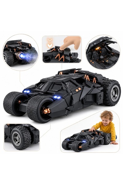 Printisor Batmobile Car, Metal for Children, LED Lights, Turbine Effect with ...