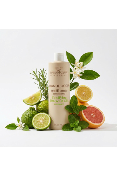 MaterNatura Gel de dus tonifiant 500ml cu extract de Bergamota Bio Organic, c...