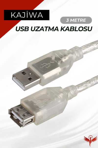 KAJİWA 3 Metre Usb Uzatma Kablosu - Usb 2.0 Extension Cable 3mt