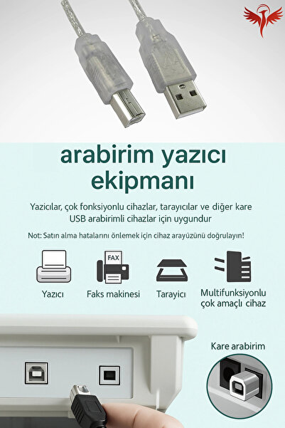 KAJİWA 3 Metre Yazıcı Kablosu - Usb A To B Printer Cable | Tüm Markalara Uyumludur. 3mt