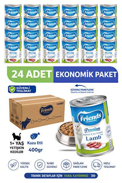 Friends Premium Kuzu Etli Yetişkin Kedi Konservesi 400 gr x 24 Adet Ekonomik ...