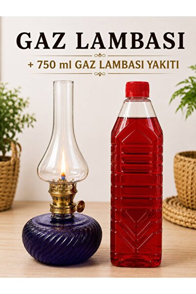NEXVORİA Gaz Lambası ve 750 ml Gaz Lambası Yakıtı Seti – Cam Gaz Lambası + Sı...