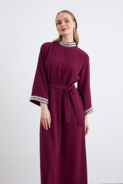 VAVİNOR Beryl Stone Dress - Burgundy