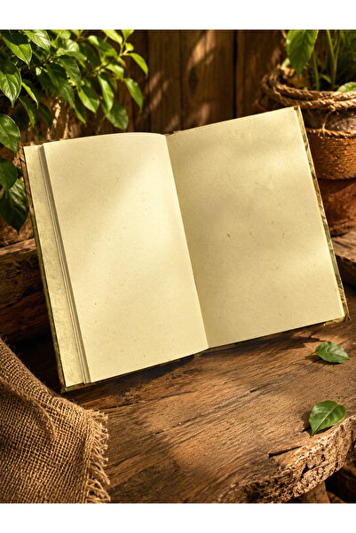 Larenya Papirüs Defter Yaprak Kapaklı Vintage Tasarım Hatıra Defteri