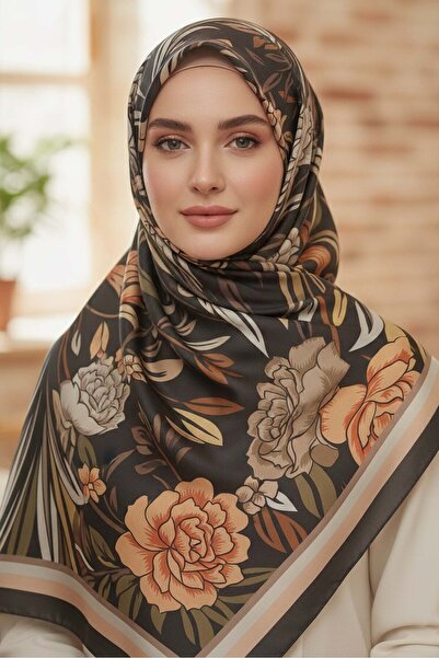 TOFİSA Şal din bumbac din seria Floral Essence Portocaliu - 28111-ORANGE