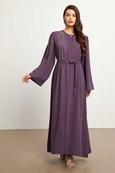 VAVİNOR Viona Stoned Abaya - Lilac