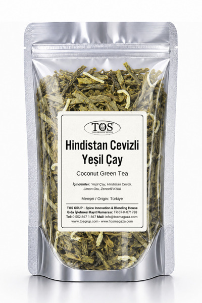 TOS The Organic Spices Green Tea with Coconut - 40 Gr, 1St Quality Coconut Gr...