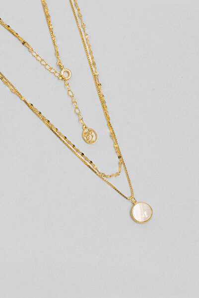 So CHIC... Moonlight 18 Ayar Sarı Altın Kaplama 45 Cm Gümüş Minimal İkili Kolye