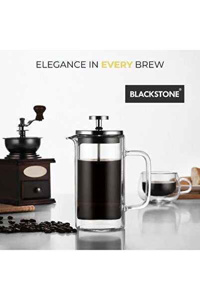Blackstone Double Wall Glass French Press Coffee Maker 350ml - Clear Glass Coffee Press with Stainless Steel Filter