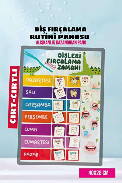 Teeth Brushing Habit Board with Velcro for Children, Teeth Brushing Training Schedule for Children, Teeth Brushing Habit
