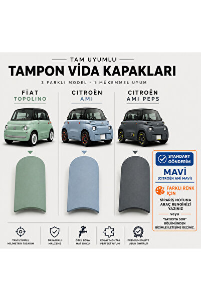 Genel Markalar Citroën Ami & Fiat Topolino Uyumlu Tampon Vida Kapağı 4’lü Set...