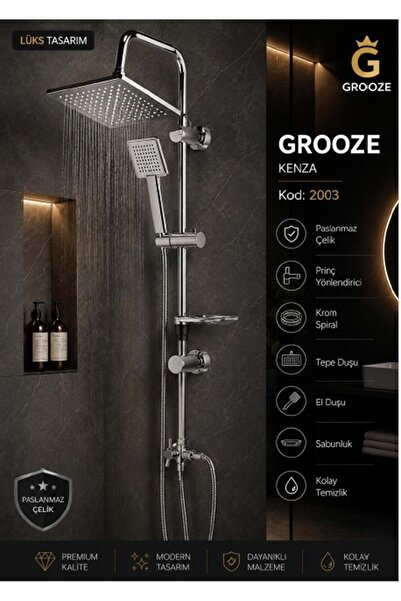 Leva House GROOZE ROBOT DUŞ SETİ - FLAT DUŞ SETİ - KENZA - KOMPLE KROM