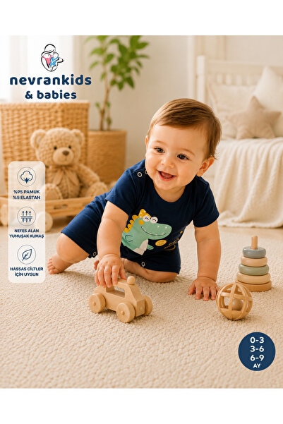 nevrankids Yenidoğan Kız Erkek Pamuk Uni Yumuşak Kısa Kollu Yazlık Tulum