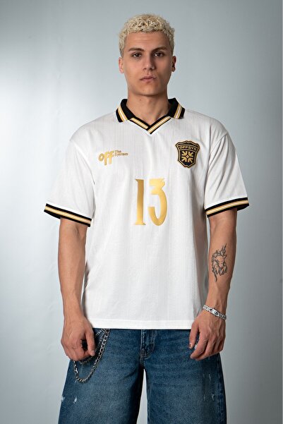 Plus Eighteen No:13 Urban Soul Polo Yaka Beyaz Erkek Futbol Forması