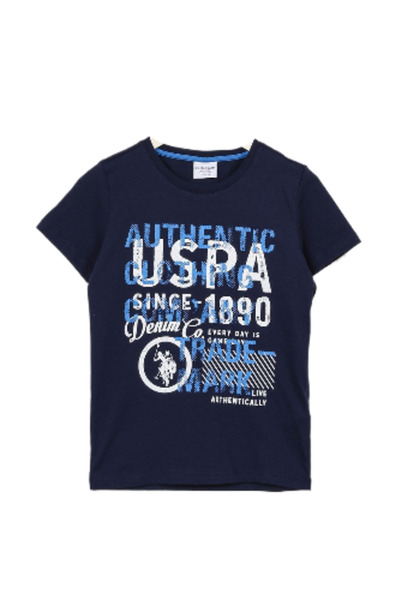 U.S. Polo Assn. Printed Navy Blue Boy's T-shirt Andkıds