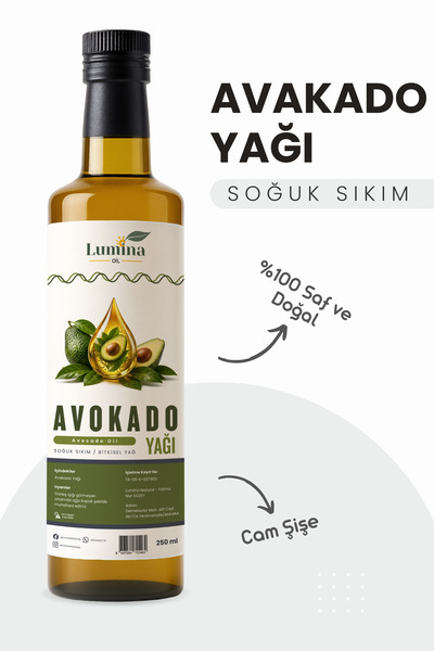 LUMİNAOİL %100 Saf Avokado Yağı – 250 ml | Soğuk Sıkım & Premium Kalite