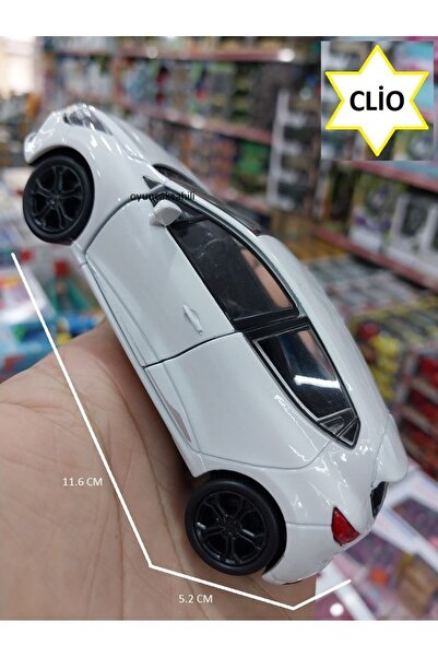 OYUNCAKSAHİLİ Renault Clio Diecast Metal 11.5cm Araba Kapılar Açılır 1.36 Çekbırak Motorlu Beyaz Reno Clıo Koleksiyon Model Metalic Beyaz