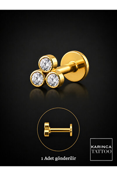 Karınca Piercing Üç Taşlı Piercing Flat Conch Forward Helix Kıkırdak Nostril ...
