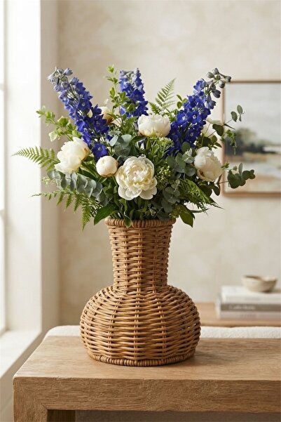 Bayev Riva-02 Rattan Vase Knitted Flower Pot Vase Multi-Purpose Decorative Ra...