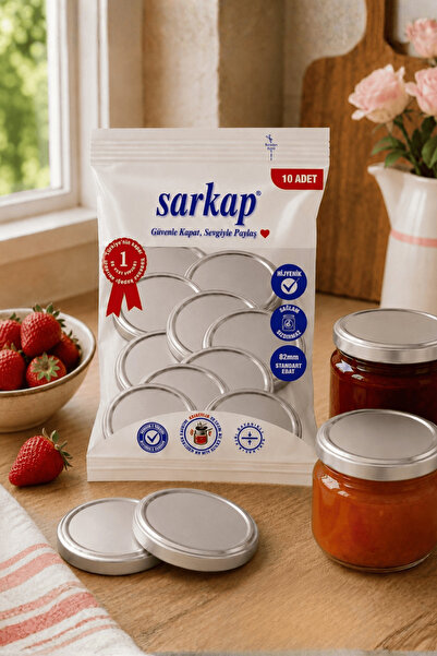 Sarkap Hijyenik Paketli 10 Adet Kavanoz Kapağı - Silver - 82mm