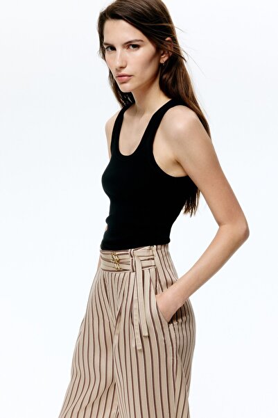 H&M Viskoz Karışımlı ve Kemerli Pantolon