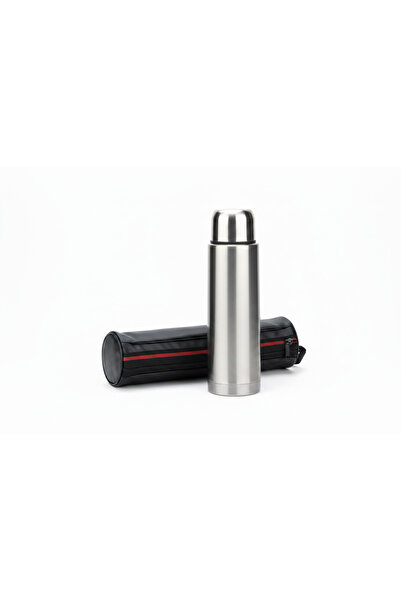 VİBEFLASK 500 ml Termos 304 Paslanmaz Çelik - Deri Kılıflı Bardak Kapaklı