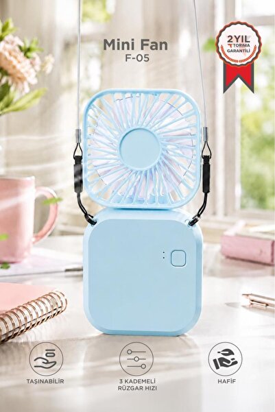 Torima F-05 Mini Fan Tutmalı Şarjlı 3 Kademeli Vantilatör Klima Soğutucu Fan ...