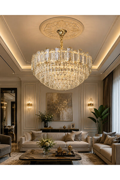 Led 60 CM KRİSTAL LÜX SALON AVİZESİ