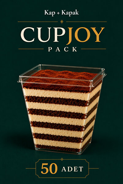 CupJoy İsim Etiketine Uygun Tatlı Kabı 200cc 50 Adet Şeffaf Plastik Tatlı Kab...