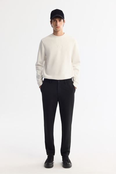Avva Erkek Siyah Yanı Lastikli Bi-Stretch Kolay Ütülenen Chino Slim Fit Panto...