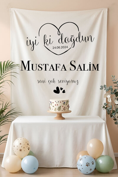 Homamia Kişiye Özel Doğum Günü Happy Birthday Duvar Örtüsü Duvar Halısı Birin...