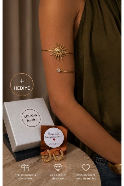 ADENNA JEWELRY Güneş Model Taşlı Gold Kol Pazu Bilekliği
