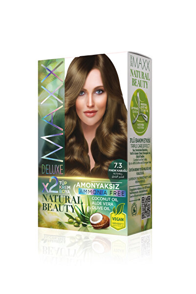 MAXX DELUXE Natural Beauty Amonyaksız Set Saç Boyası 7.3 Fındık Kabuğu
