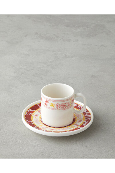 English Home Seris Bone Porselen 4 Parça 2 Kişilik Kahve Fincan Takımı 90 ml Pembe - Sarı