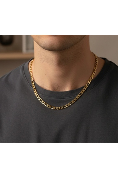 GOSEA Figaro Zincir Kolye 14K Gold Renk Altın Kaplama Unisex Kalın Zincir Kol...