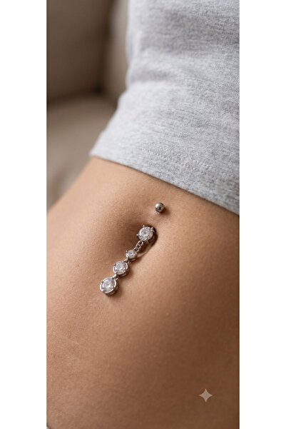 AyçaSilver Zirkon taşlı göbek piercing