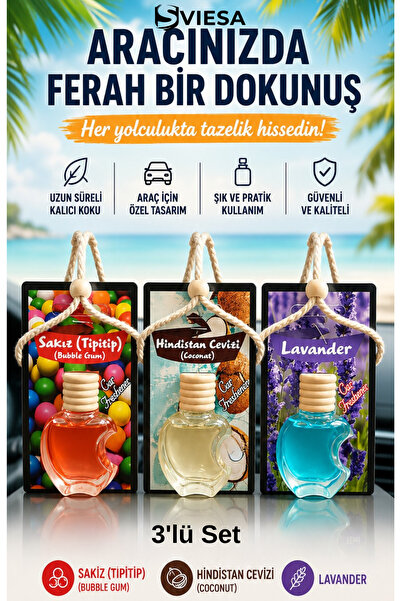 Sviesa Araç Oto Oda Kokusu Asmalı Şişe Araba Dikiz Aynası Kokusu Sakız Hindis...